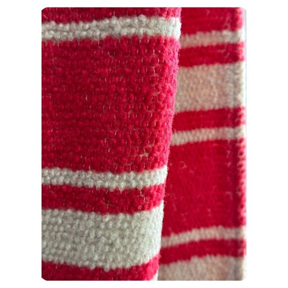 Mint Designs Red Ecru Wool-Blend Wrap Around Scarf Striped VINTAGE One Size - Picture 5 of 6